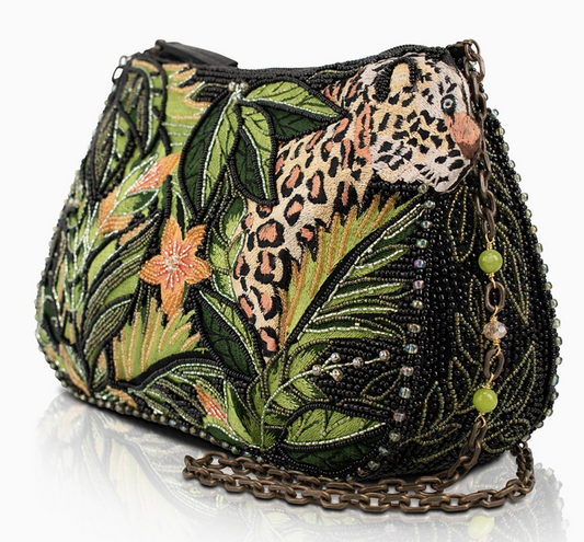 Spot On Beaded Leopard in Jungle Crossbody Handbag