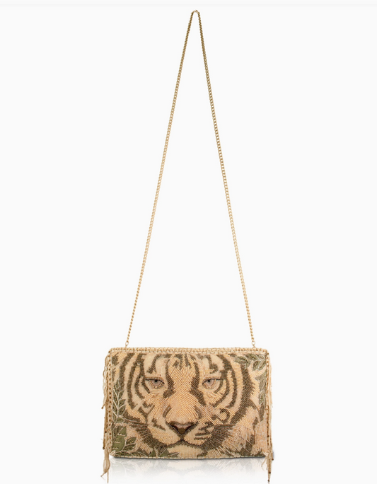Savage Beaded Tiger Face Crossbody Bag