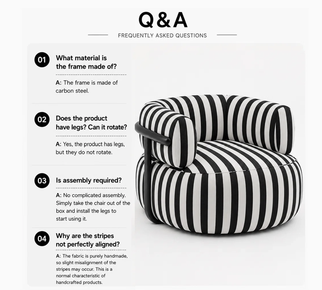 Stripes Upholstered Accent Barrel Chairs Sofa