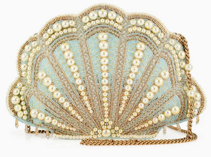 Seaside Luxury Pearl and Beaded Shell Handbag