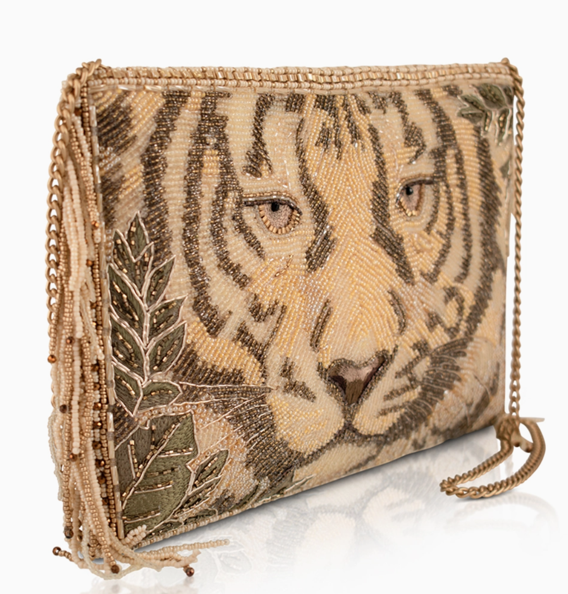Savage Beaded Tiger Face Crossbody Bag