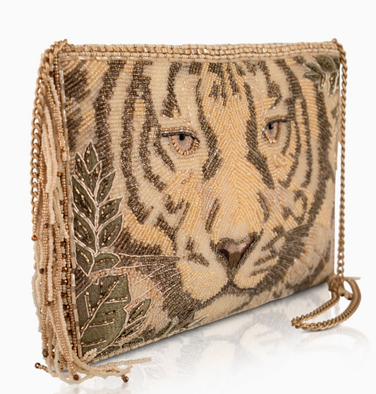Savage Beaded Tiger Face Crossbody Bag