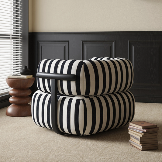 Stripes Upholstered Accent Barrel Chairs Sofa