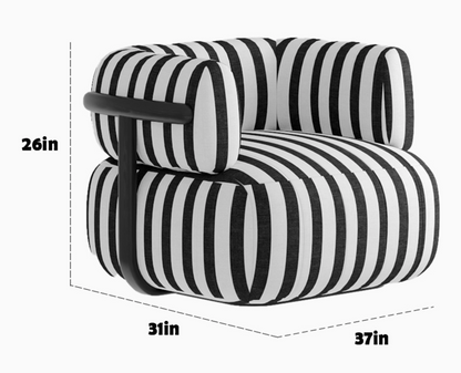 Stripes Upholstered Accent Barrel Chairs Sofa