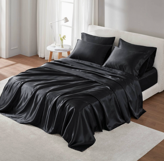 Wrinkle-Free Solid Satin Luxury Sheet Set