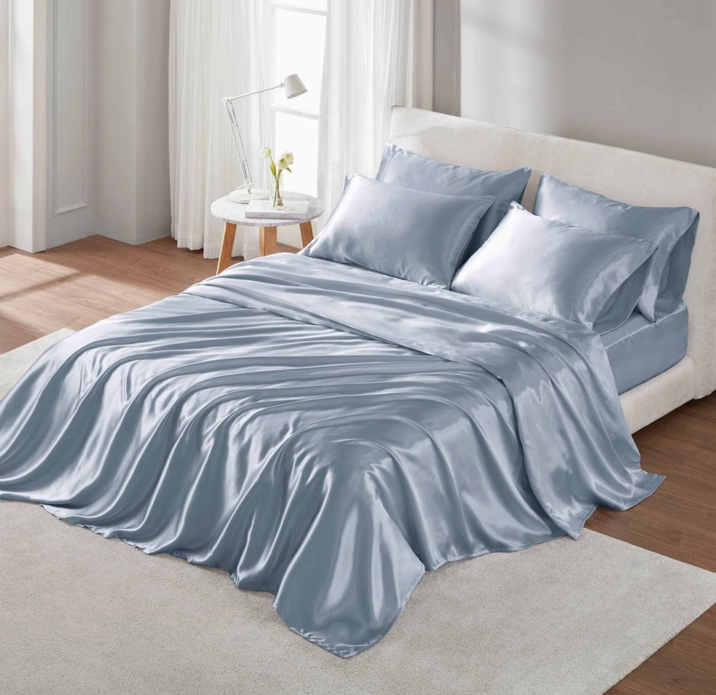 Wrinkle-Free Solid Satin Luxury Sheet Set