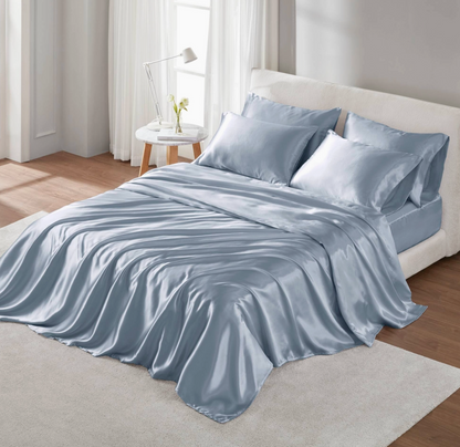 Wrinkle-Free Solid Satin Luxury Sheet Set