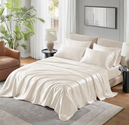 Wrinkle-Free Solid Satin Luxury Sheet Set